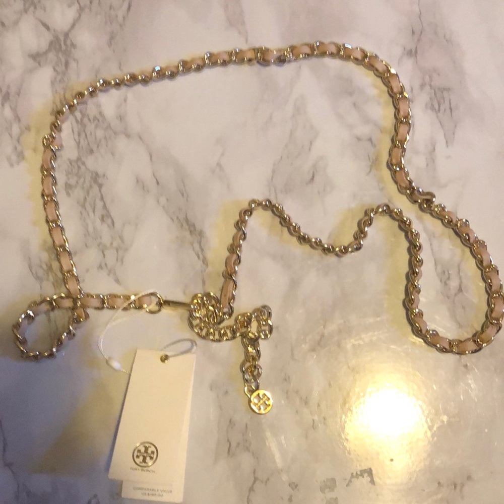 Tory Burch Leather and Chain Belt M
